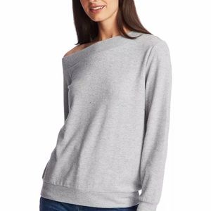 1. STATE Womens Gray Beaded Heather Long Sleeve Jewel Neck Sweater Size: S